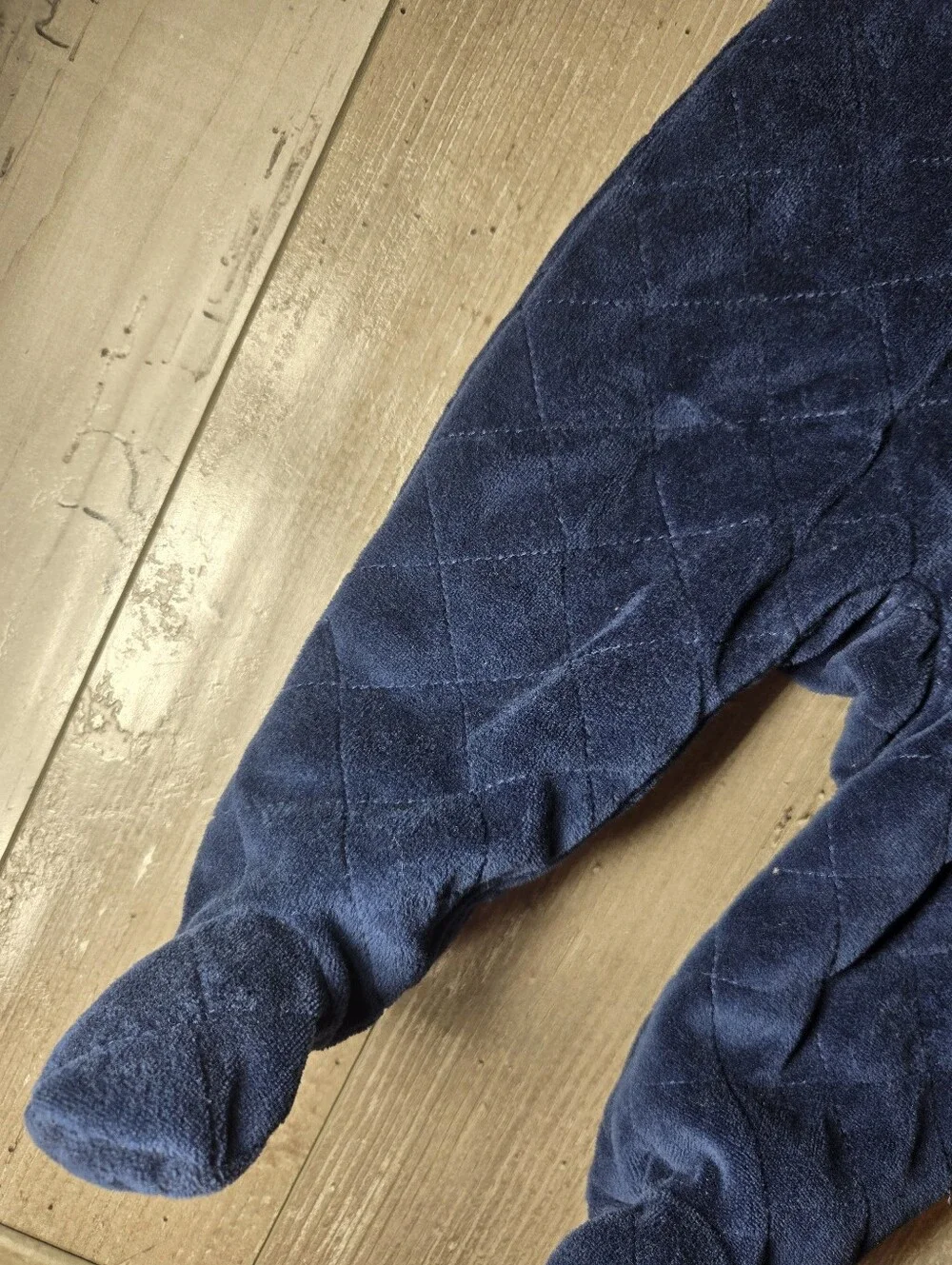 Quiltex Navy Blue Quilted Hooded Baby One‑Piece with Ears – Size 6/9 Months